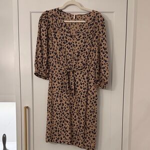 Rebecca Taylor Tan and Black Long Sleeve Dress